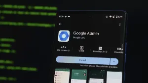 Google Admin app page on a smartphone with a dark background
