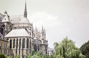 Gothic architecture of the cathedral church, Notre Dame de Reims Cathedral, Reims, Marne, Northern France, Europe 1961