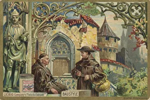 Gothic, monks in front of a monastery