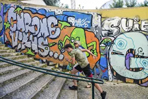 Graffiti, Alfama, Lisbon, Portugal, Europe