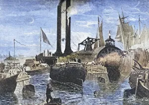 Grain fleet in New York harbour in the 1870s