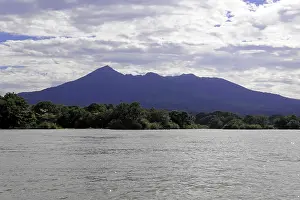 Granada, Nicaragua, Wide view of Lake Nicaragua in front of a mountain