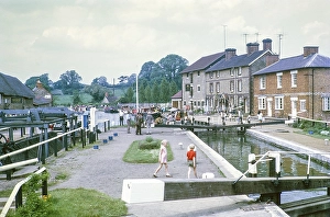 Grand Union Canal, Stoke Bruerne, Northamptonshire, England, UK 1971