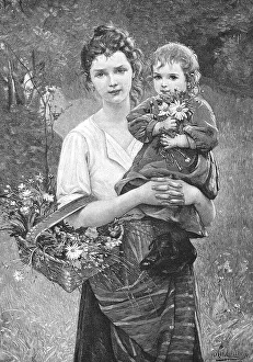 Granddaughter and great-granddaughter have picked flowers for their grandparents