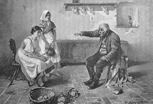 The grandfather excitedly tells of an important event