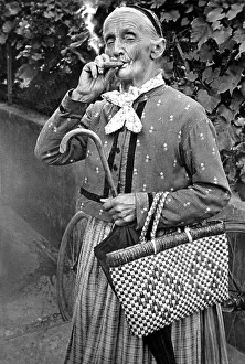 Grandma smokes cigar, 1920s, Germany, Europe
