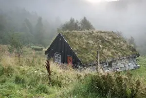 Grass-covered hut in Norway, Europe