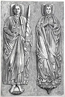 The grave figures of Henry the Lion and his wife Mechthild in the cathedral of Brunswick