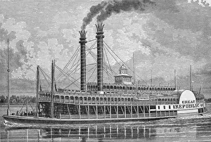 The Great Republic a paddle steamer on the Mississippi River