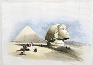 The Great Sphinx, the Pyramids of Giza, Egypt, around 1850, Historical, digitally restored reproduction from a 19th century original, exact date unknown, AI generated, Africa