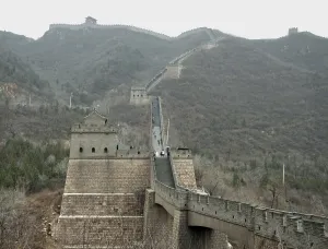 The Great Wall of China near Badaling in misty ambiance