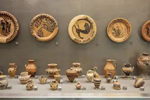 Greek antique pottery, plates and vases
