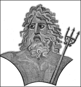 Greek god Poseidon, mosaic in Palermo