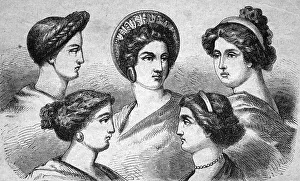 Greek hair styles, historical illustration