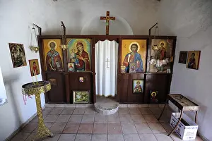 Greek Orthodox Church, interior of a small chapel between Matala and Pitsidia