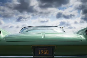 Category Scandinavia Prints: Green American classic car from behind