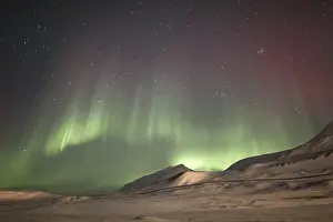 Green and red polar lights, northern lights