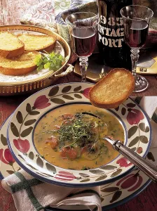 Green soup with chorizo, Portugal, Europe