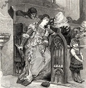 Gretchen with the Evil-Spirit, first part of the tragic play Faust by Johann Wolfgang von Goethe
