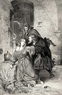 Gretchen in prison, first part of the tragic play Faust by Johann Wolfgang von Goethe