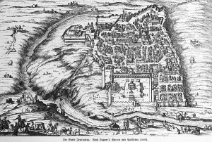 Ground plan, cityscape, map, 17th century