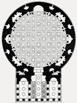 Ground plan of the Pantheon, Rome, Italy, Europe