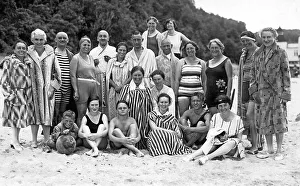 Group with bathers at the beach