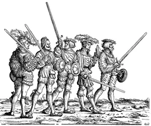 Group of fencers in the triumphal procession of Emperor Maximilian I around 1500