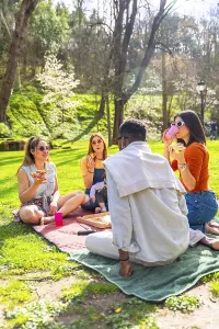 Group of friends enjoying a picnic in the park