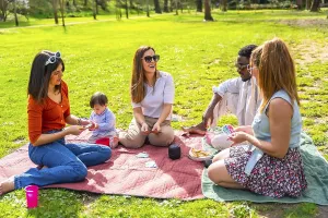Group of friends enjoying a sunny day