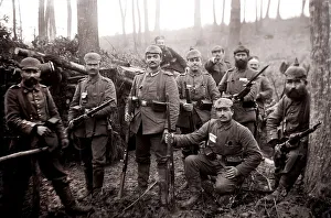 Group of German soldiers in a forest in the Vosges Mountains