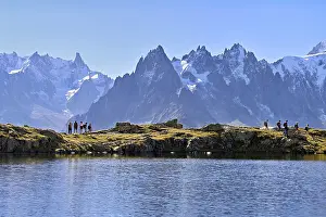 A group of hikers at Lac de Chesserys