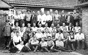 Group of men with a chef, historic photograph