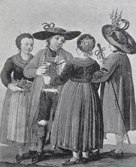 Group of people in traditional traditional costume at a wedding in Styria
