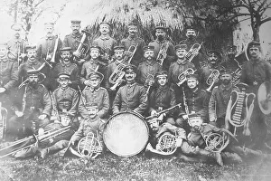 Group photo of a music band, military band