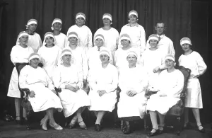 Group shot, Women with hairnets and white coats