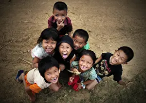 Group of smiling children in Laos