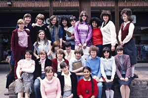 Groups of secondary school girls from Swanhurst School, Kings Heath, Birmingham, England, UK 1980s