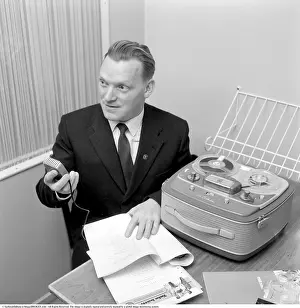 The Grundig Reel-to-Reel Recorder TK 25 A man with a microphone recording on his Grundig reel-to-reel tape recorder