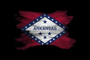 Grunge Arkansas state flag, Arkansas flag background grunge texture