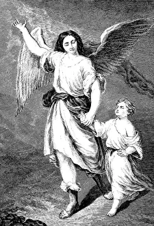 The guardian angel Angel, after Bartolome Esteban Murillo (1617-1782) painter
