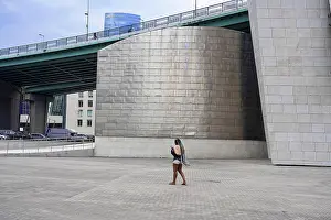 Guggenheim Museum Bilbao on the banks of the river Nervion