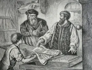 Gutenberg printing the Psalterium