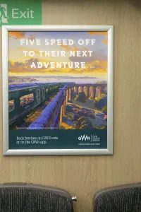 GWR train poster onboard Great Western Railway train