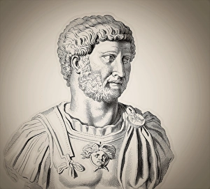 Hadrian or Publius Aelius Hadrianus Augustus, 76 - 138, Roman emperor, digitally edited