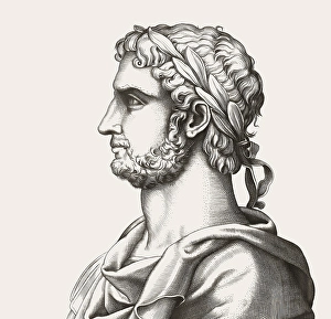 Hadrian or Publius Aelius Hadrianus Augustus, 76 - 138, Roman emperor, digitally edited