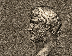 Hadrian or Publius Aelius Hadrianus Augustus, 76 - 138, Roman emperor, digitally edited