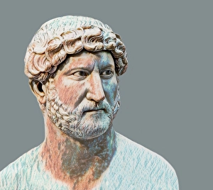 Hadrian or Publius Aelius Hadrianus Augustus, 76 - 138, Roman emperor, digitally edited