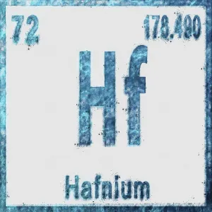 Hafnium Chemical Element in Blue on White Background