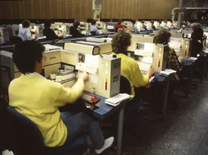 Hagen. Main post office. Mainly woman's jobs in letter distribution